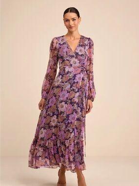 Lulu's Lavender Floral Wrap Maxi Dress